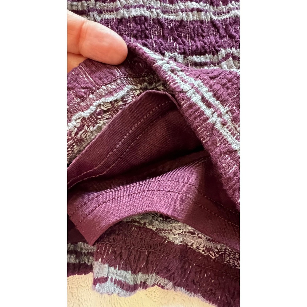 Free People NWT Plum Prune Textured Striped Stretch High Rise Shorts Size 4 - Picture 6 of 9